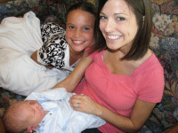 Our friend Katie holding him for the first time